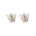 Colgante de mariposa de acrílico blanco crema con marco de aleación dorada para DIY - Blanco con Base Dorada