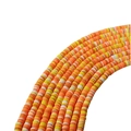 Fili di perle heishi da 6 mm in argilla arancione brillante, giallo e bianco - Mix Caldo Arancio Giallo Bianco (6)