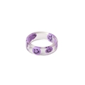 Minimalist clear resin ring with purple smiley faces in a trendy Y2K aesthetic style - Purple Smiley Face Ring