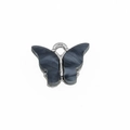 DIY Schmetterling-Anhänger mit Silberlegierung und dunkelgrauen Acryl-Flügel-Einlagen - Schwarz mit Silberner Rückseite