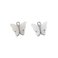 Schmetterling-Anhänger aus Silber mit weißer Perlmutt-Einlage für Schmuck-DIY - Weiß Silbermuster