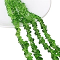 Irregular green glass beads strand for DIY jewelry making with polished stone chips - Green