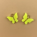 Ein Paar fluoreszierende gelbe Schmetterlingsanhänger aus Metall für DIY Schmuck - Zitronengelb mit Goldbasis