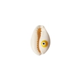 White cowrie shell bead with yellow evil eye charm for DIY jewelry making - Yellow