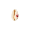 Natural cowrie shell bead with red Evil Eye enamel inlay for DIY jewelry crafting - Red
