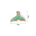 Golden alloy fish tail pendant with green faux jade inlay for DIY jewelry making - Fish Tail