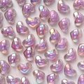 Rosa und lila Doppelherz Acrylperlen mit irisierender AB-Beschichtung für DIY-Schmuck - 100 Stück Set / Lila