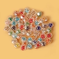 Hollow metal sphere charms with colorful beads for DIY jewelry making and craft projects - Silver Multicolor Ball