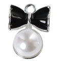 Elegante zwarte emaille strik hanger met witte parel voor DIY sieraden maken - Zwarte Strik
