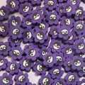 Purple flower polymer clay beads with black and white yin yang patterns for DIY jewelry - RT079 / Purple