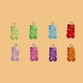 Set of 8 colorful acrylic bear pendants for DIY jewelry making with metal eyelet hooks - Bear Pendant