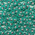 Teal flower polymer clay beads with yin yang center pattern for DIY handmade jewelry - RT079 / Green