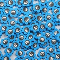 Blue flower polymer clay beads with Yin Yang symbol for DIY jewelry making - RT079 / Blue