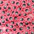 Bulk pink flower polymer clay beads featuring Yin-Yang symbols for DIY jewelry making - RT079 / Deep Pink