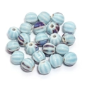 Handmade light blue ceramic pumpkin beads with dark stripes for DIY jewelry making - Vintage Pumpkin Striped Style (13#) / Diameter 11.5mm (Hole 2.3mm) / Light Blue Striped (13#)