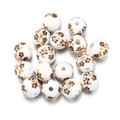 Macro shot of 8mm round ceramic beads with vintage floral patterns for DIY jewelry making - Style 12@ (Round)