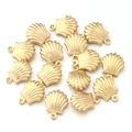 Detailed view of gold starfish scallop charms with textured finish for DIY jewelry - 5 Pieces / Golden Shell