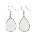 Pair of silver stainless steel teardrop hook earrings with white sublimation inlay - Steel Color (Teardrop)