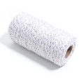 Dettaglio del rotolo di corda di cotone intrecciato bianco-argento da 2mm per artigianato DIY - Argento Bianco
