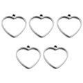 Set da 5 ciondoli a cuore in acciaio inossidabile per gioielli fai da te e resina - Cuore / Colore acciaio