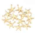 Golden starfish charms with textured surface and top loop for DIY jewelry making - 5 Pieces / Golden Starfish