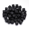 Polished black cube ceramic spacer beads with central holes for DIY jewelry making - 8mm (Hole 2.5mm) / Black