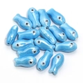 Pearlescent light blue fish-shaped ceramic beads for DIY jewelry making and crafts - Pearlescent Light Blue Fish (1)