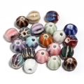 Ceramic pumpkin striped beads in various colors for DIY jewelry making and crafts - Vintage Pumpkin Striped Style (1#) / Diameter 11.5mm (Hole 2.3mm) / Multicolor Striped (1#)