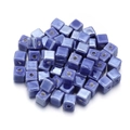 Morandi blue square ceramic beads with pearlescent finish for DIY jewelry making - 8mm (Hole 2.5mm) / Blue