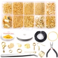 Σετ DIY για κοσμήματα με κουτί 10 θέσεων, χρυσά εξαρτήματα και εργαλεία χειρός - Στυλ 1 / Χρυσό