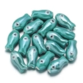 Cyan green fish-shaped ceramic beads with metallic glaze for DIY jewelry making - Cyan Metallic Fish (3)