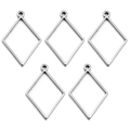 Set di cinque ciondoli geometrici a rombo in acciaio inossidabile per gioielli fai-da-te - Fantasia a rombi / Colore acciaio