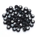 Polished black ceramic round beads with white center holes for DIY jewelry making - Bright Black