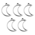 Cinque cornici per pendenti a forma di mezzaluna in acciaio inossidabile per gioielli DIY - Luna / Colore acciaio