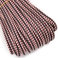 Close-up of red, black, and white braided 10-strand PU cord with herringbone pattern - Red Black and White