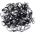 Bulk set of high-elastic black disposable hair ties made of durable rubber material - 1.6cm / Black