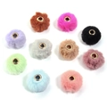 Close-up of colorful faux rabbit fur pompom beads with gold large hole rivets for DIY jewelry - 20mm Hole 4mm (ai-10 Pieces/Pack) / Multicolor