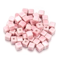 Cuentas cuadradas de cerámica rosa esmaltada para hacer pulseras hechas a mano - 8mm (Agujero 2.5mm) / Rosa