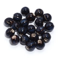 Dark blue ceramic pumpkin beads with vintage glazed vertical stripes for DIY jewelry making - Vintage Pumpkin Striped Style (8#) / Diameter 11.5mm (Hole 2.3mm) / Dark Blue Brown Kiln-Glazed (8#)