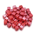Cuentas de cerámica cuadradas de color rojo vibrante con esmalte pulido para joyería DIY - 8mm (Agujero 2.5mm) / Rojo sandía