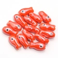 Vibrant red fish-shaped ceramic beads for DIY jewelry making with a glossy glazed finish - Glazed Bright Red Fish (9)