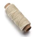 Flat natural beige waxed polyester thread on brown spool for DIY leather sewing - 1mm (50 Yards/pc) / Off-white