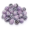 Handmade ceramic pumpkin beads in purple and white stripes for jewelry making - Vintage Pumpkin Striped Style (10#) / Diameter 11.5mm (Hole 2.3mm) / Lavender Black Textured (10#)