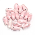 Pastel pink fish shaped ceramic beads with pearl glaze for DIY handmade jewelry - Pearlescent Light Pink Fish (10)