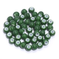 Polished emerald green ceramic beads with large white holes for DIY jewelry making - Emerald Green Glazed