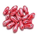 Red fish-shaped ceramic beads for DIY jewelry making with glossy finish and eye details - Bright Red Glazed Fish (11)