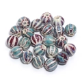 Handmade striped ceramic pumpkin beads in vintage green and deep burgundy for DIY jewelry - Vintage Pumpkin Striped Style (12#) / Diameter 11.5mm (Hole 2.3mm) / Cyan and Purple Striped (12#)