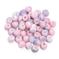 Pink and blue gradient marble ceramic beads with glossy finish for DIY jewelry - Pink Blue Gradient Marble