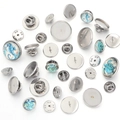 DIY stainless steel lapel pin kit with round base trays and sea animal patterns - Inner Diameter 10mm / Steel