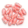 DIY ceramic fish bead in pearlescent pink finish for handmade jewelry bracelets - Pearlescent Coral Pink Fish (12)